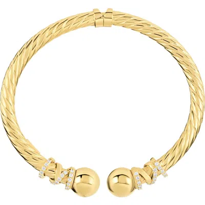 Athra Luxe Dolce Sole Twisted Pavé Rope Bangle In Gold