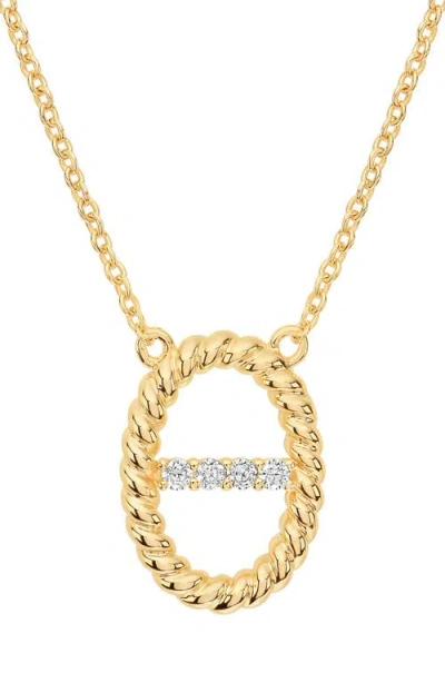Athra Luxe Dolce Sole Oval Pavé Cubic Zirconia Pendant Necklace In Gold
