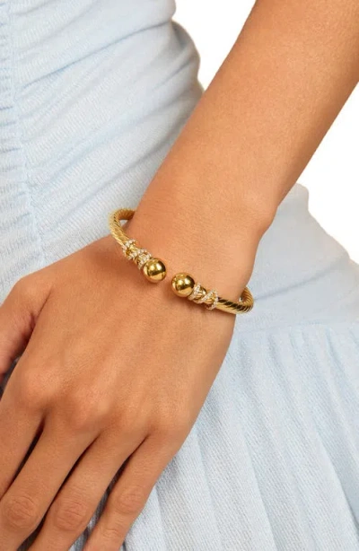 Athra Luxe Dolce Sole Twisted Pavé Rope Bangle In Gold