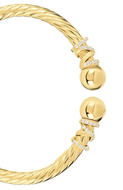 Athra Luxe Dolce Sole Twisted Pavé Rope Bangle In Gold