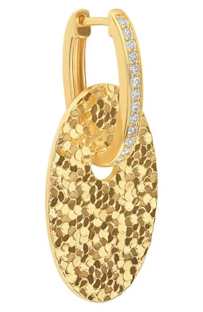 Athra Luxe Dolce Sole Textured Oval Drop Huggie Hoop Earrings In Gold