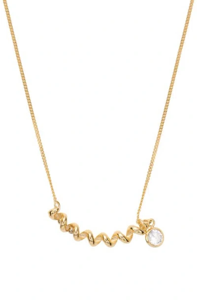 Athra Luxe Dolce Sole Spiral Cubic Zirconia Pendant Necklace In Gold