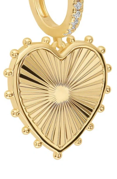 Athra Luxe Dolcle Sole Fluted Heart Drop Hoop Earrings In Gold