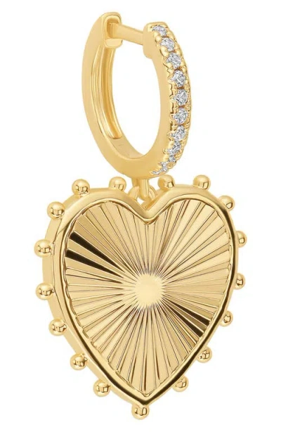Athra Luxe Dolcle Sole Fluted Heart Drop Hoop Earrings In Gold