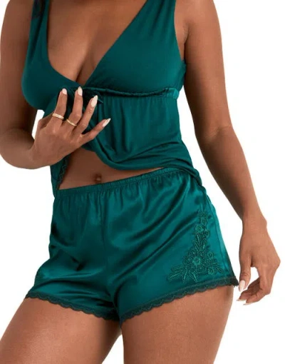 Adore Me Starsha Pajama Tank & Shorts Sleep Set In Green