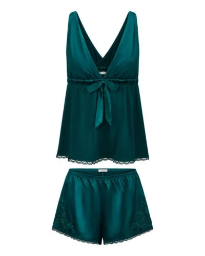 Adore Me Starsha Pajama Tank & Shorts Sleep Set In Green