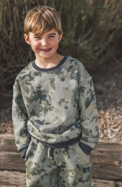 Feather 4 Arrow Kids' Ryder Oversize Camo Crewneck Sweatshirt In Green