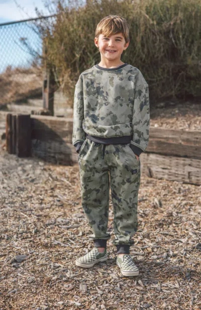 Feather 4 Arrow Kids' Ryder Oversize Camo Crewneck Sweatshirt In Green