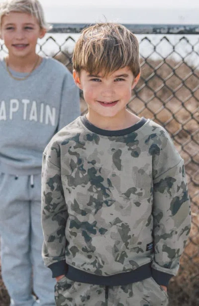 Feather 4 Arrow Kids' Ryder Oversize Camo Crewneck Sweatshirt In Green