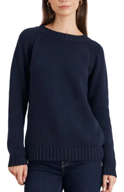 Paneros Clothing Aspen Cotton Crewneck Sweater In Blue