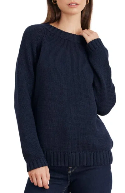 Paneros Clothing Aspen Cotton Crewneck Sweater In Blue