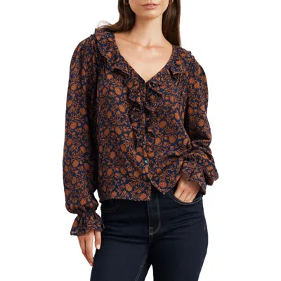 Paneros Clothing Long Sleeve Chloe Ruffle Shirt In Animal Print