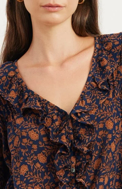 Paneros Clothing Long Sleeve Chloe Ruffle Shirt In Animal Print