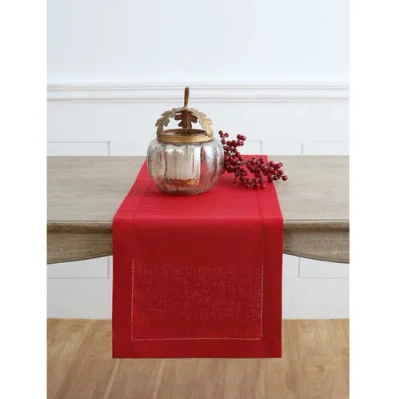 Solino Home Linen Table Runner In Red
