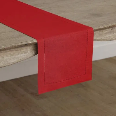 Solino Home Linen Table Runner In Red