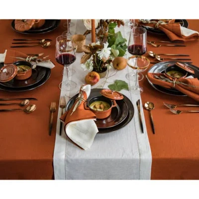 Solino Home Linen Table Runner In White