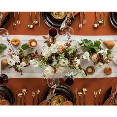 Solino Home Linen Table Runner In White