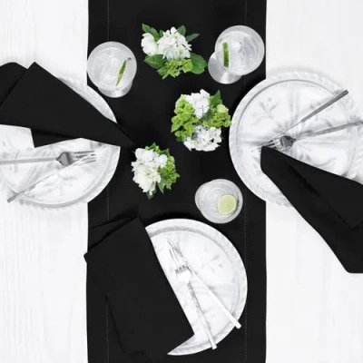 Solino Home Linen Table Runner In Black