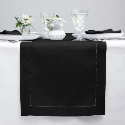 Solino Home Linen Table Runner In Black
