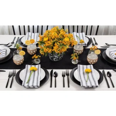 Solino Home Linen Table Runner In Black