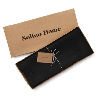 Solino Home Linen Table Runner In Black