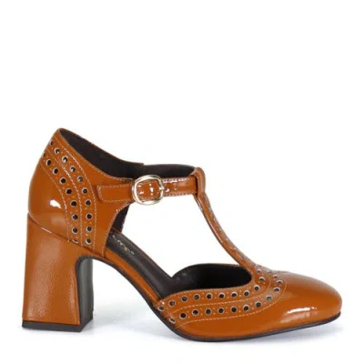 Diba True Juke Box Leather T Strap Mary Jane Heel In Brown