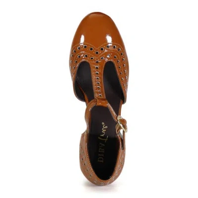 Diba True Juke Box Leather T Strap Mary Jane Heel In Brown