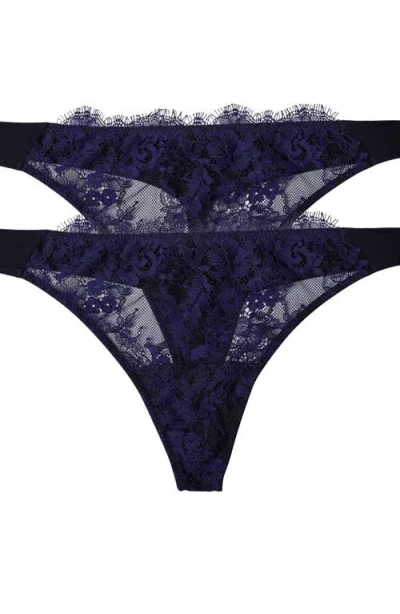 Skarlett Blue Entice Lace Front Thong 2-pack In Black