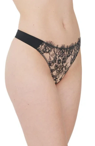 Skarlett Blue Entice Lace Front Thong In Black
