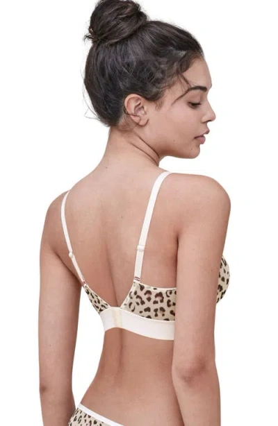Skarlett Blue Spellbound Sheer Plunge Wireless Bralette In Leo Leopard In Multi