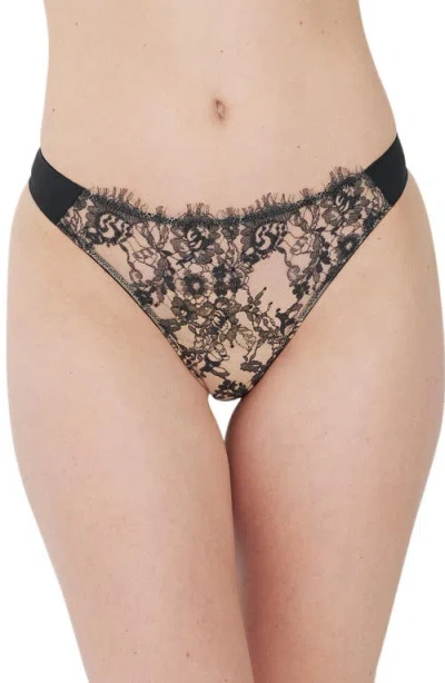 Skarlett Blue Entice Lace Front Thong 2-pack In Black