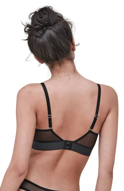 Skarlett Blue Spellbound Sheer Plunge Wireless Bralette In Black