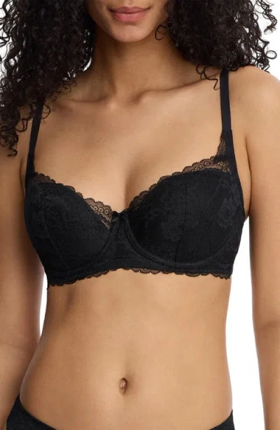Skarlett Blue Minx Balconette Padded Underwire T-shirt Bra In Black