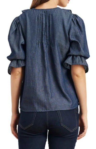 Paneros Clothing Chloe Cotton Ruffle Shirt In Blue