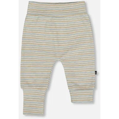 Deux Par Deux Organic Cotton Evolutive Pants Striped Heather In Multi