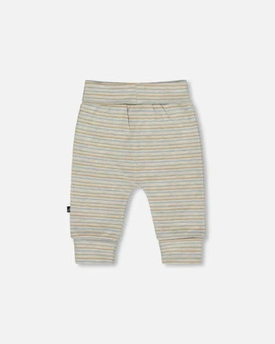 Deux Par Deux Organic Cotton Evolutive Pants Striped Heather In Multi