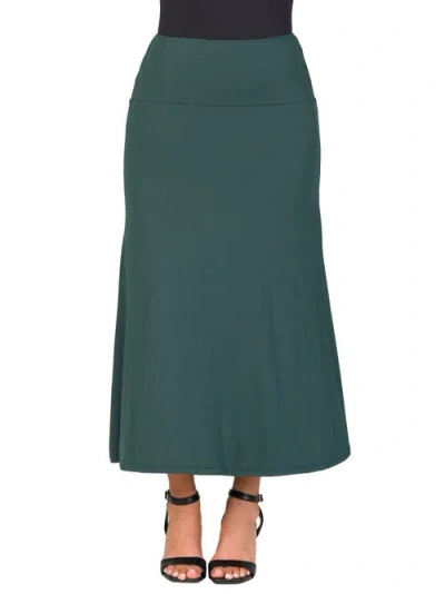 24seven Comfort Apparel Petite Elastic Waist Maxi Skirt In Green
