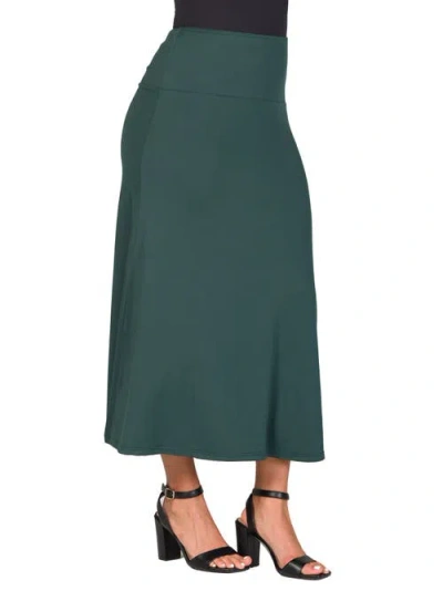 24seven Comfort Apparel Petite Elastic Waist Maxi Skirt In Green