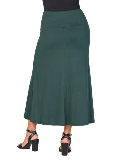 24seven Comfort Apparel Petite Elastic Waist Maxi Skirt In Green
