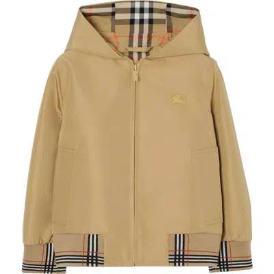 Burberry Check Trim Hooded Jacket In Brown