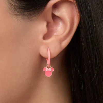 Disney Minnie Mouse Pink Bow Charm Hoop Earring Set, 3 Charms And 1 Hoop In Red