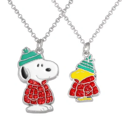 Peanuts Snoopy & Woodstock Necklace Set, 2-piece, Silver-tone In Multi