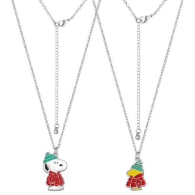 Peanuts Snoopy & Woodstock Necklace Set, 2-piece, Silver-tone In Multi