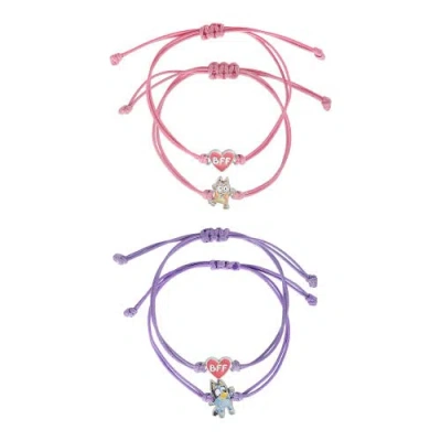 Bluey Adjustable Friendship Bracelet Set, Heart Charm, 4-pack In Multi