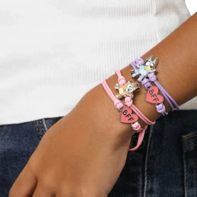 Bluey Adjustable Friendship Bracelet Set, Heart Charm, 4-pack In Multi