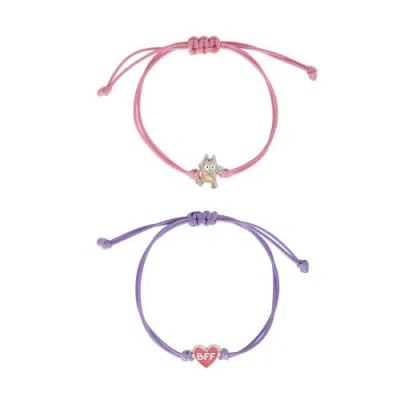 Bluey Adjustable Friendship Bracelet Set, Heart Charm, 4-pack In Multi