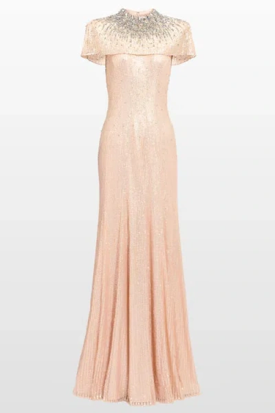 Jenny Packham Radiant Sequin-embellished Gown In Red