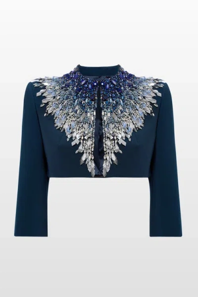 Jenny Packham Embellished Dexy Cropped Jacket In Black