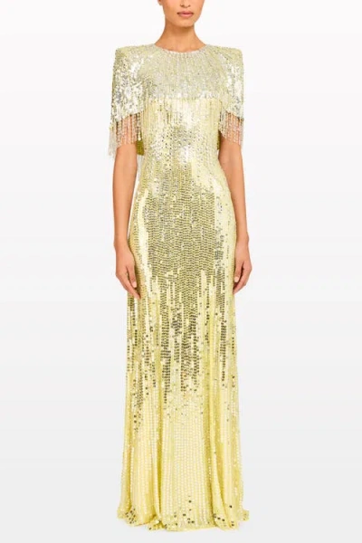 Jenny Packham Blake Sequin-embellished Maxi Dress In Gold