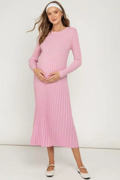 Pinkblush Thick Ribbed Knit Maxi Sweater Dress In Pink
